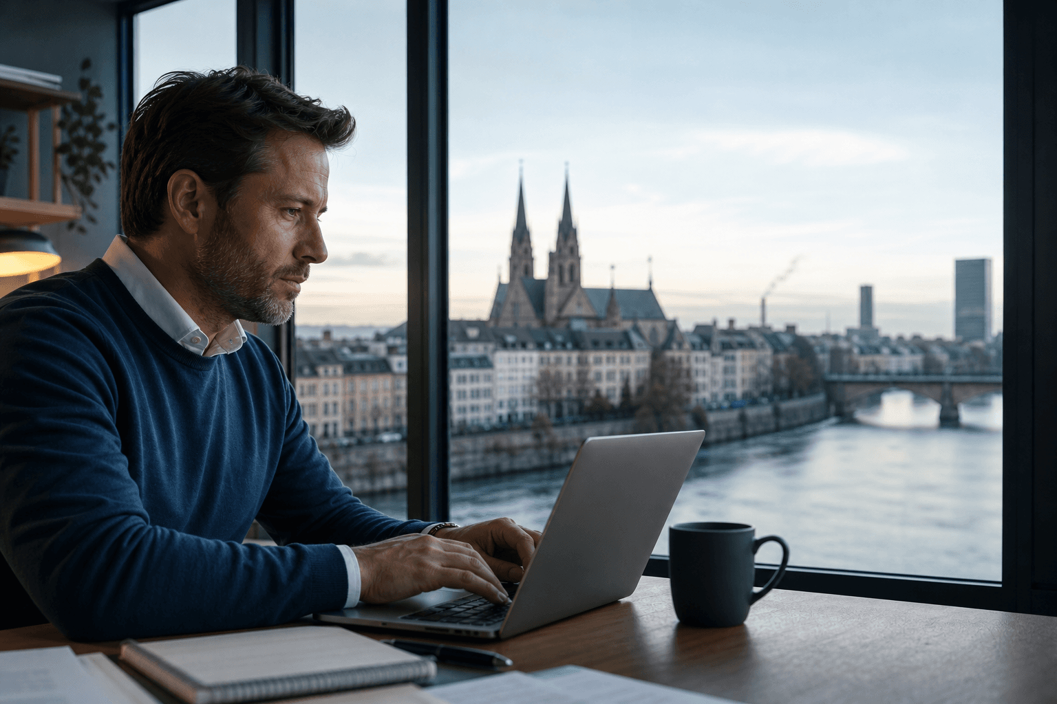 Bâle et architecture suisse, visuel éditorial sur la prospection email B2B