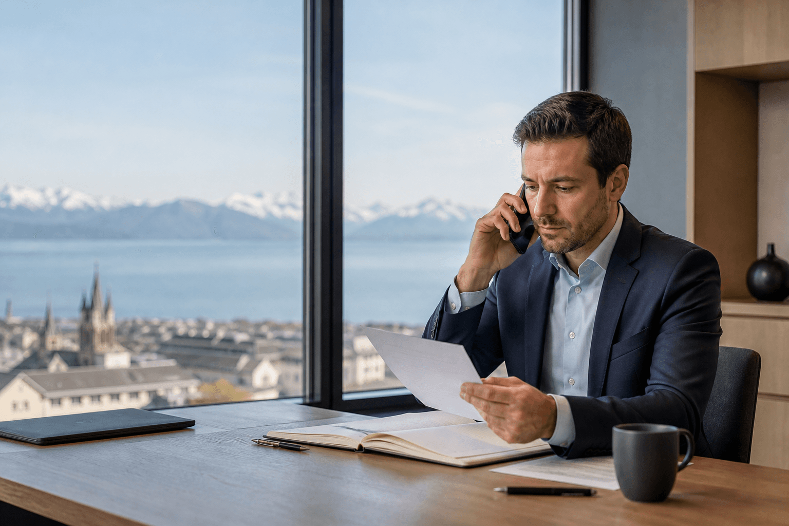 Lausanne et le Léman, visuel éditorial sur la prospection téléphonique B2B