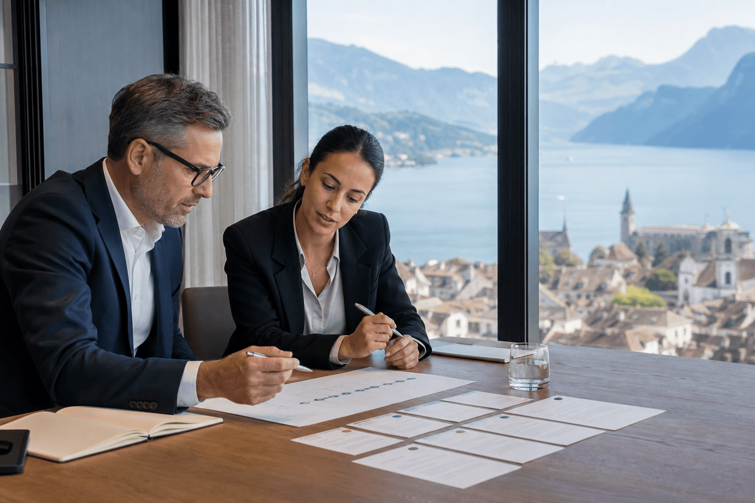 Lucerne et paysage suisse, visuel éditorial sur la qualification des leads B2B